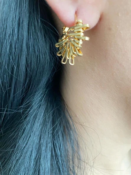 Kırçıllı Model Kadın Küpe Altın Renk - 5