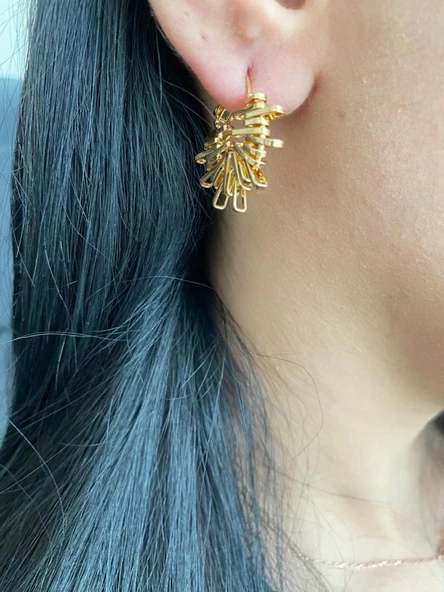 Kırçıllı Model Kadın Küpe Altın Renk - 6