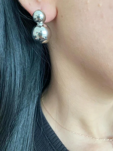 Baloncuk Model Kadın Küpe Beyaz Renk - 3