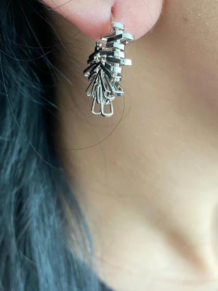 Kırçıllı Model Kadın Küpe Beyaz Renk - 4