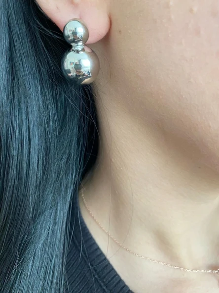 Baloncuk Model Kadın Küpe Beyaz Renk - 4