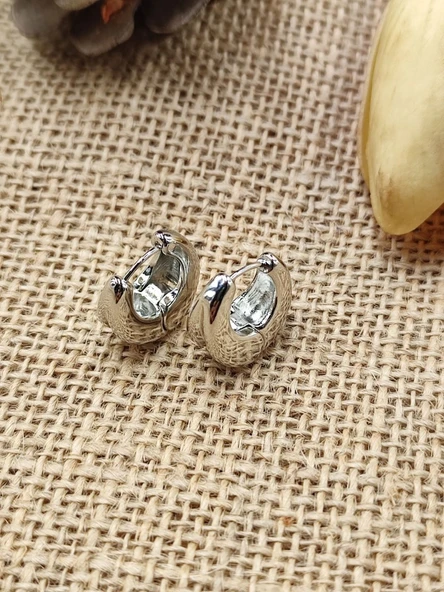 Yuvarlak Model Kadın Küpe Beyaz Renk - 8