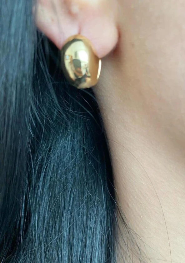 Tombul Model Kadın Küpe Altın Renk - 3