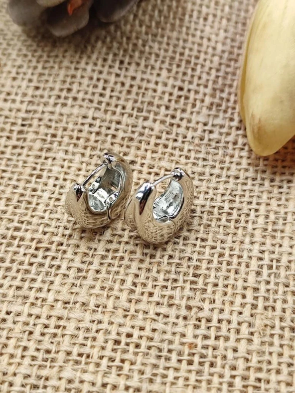 Yuvarlak Model Kadın Küpe Beyaz Renk - 4