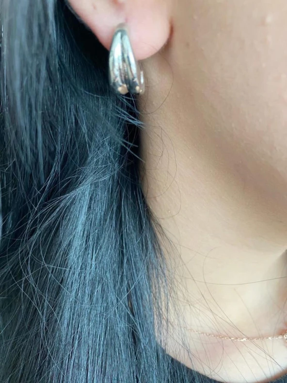 Yuvarlak Model Kadın Küpe Beyaz Renk - 5