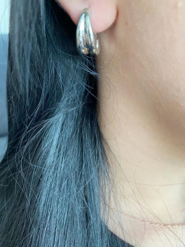 Yuvarlak Model Kadın Küpe Beyaz Renk - 6