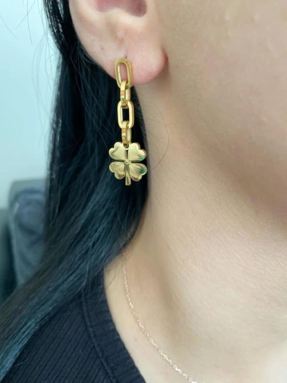 Dört Kalpli Yonca Model Kadın Küpe - 3