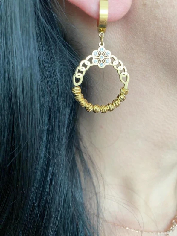 Boncuk ve Taş İşlemeli Kadın Küpe - 3