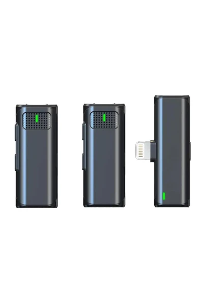 Kablosuz Yaka Mikrofonu Klipsli Canlı Yayın Röportaj Video Kayıt Mikrofonu Lightning Uyumlu V8-2Type - 2