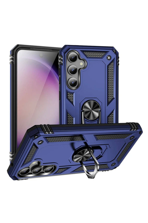Samsung Galaxy S23 FE ile uyumlu Kılıf Z-Vega Shockproof Standlı Yüzük Tutuculu Mega Case Kapak - 1