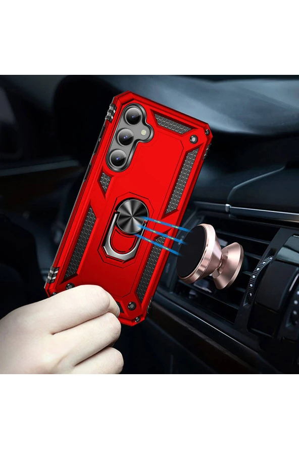 Samsung Galaxy S23 FE ile uyumlu Kılıf Z-Vega Shockproof Standlı Yüzük Tutuculu Mega Case Kapak - 2