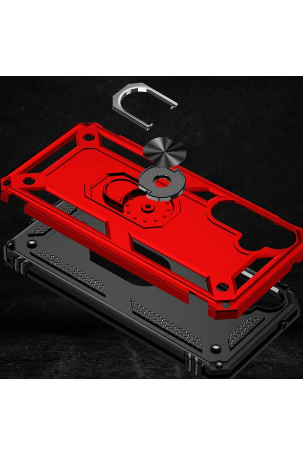Samsung Galaxy S23 FE ile uyumlu Kılıf Z-Vega Shockproof Standlı Yüzük Tutuculu Mega Case Kapak - 3