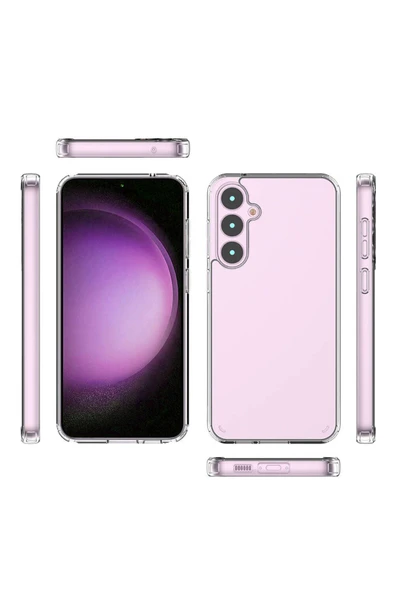 Galaxy S23 FE İle Uyumlu Kılıf Transparan Z-Coss Glass Elegance Tam Koruma Arka Kapak Şeffaf Renk - Resim 5