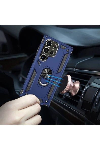 Samsung Galaxy S24 ile uyumlu Kılıf Z-Vega Shockproof Standlı Yüzük Tutuculu Mega Case Kapak - 6