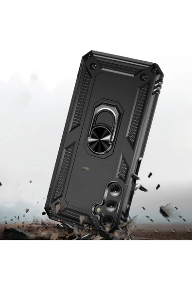 Samsung Galaxy A05S ile uyumlu Kılıf Z-Vega Shockproof Standlı Yüzük Tutuculu Mega Case Kapak - 5