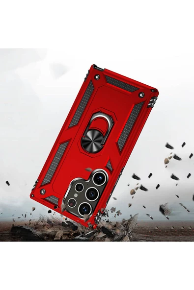 Samsung Galaxy S24 ile uyumlu Kılıf Z-Vega Shockproof Standlı Yüzük Tutuculu Mega Case Kapak - 5