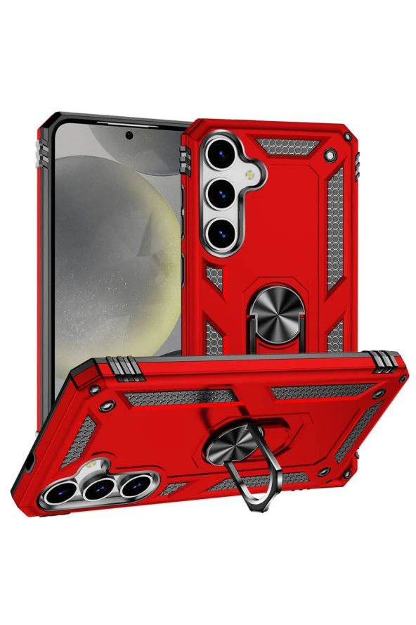Samsung Galaxy S24 ile uyumlu Kılıf Z-Vega Shockproof Standlı Yüzük Tutuculu Mega Case Kapak