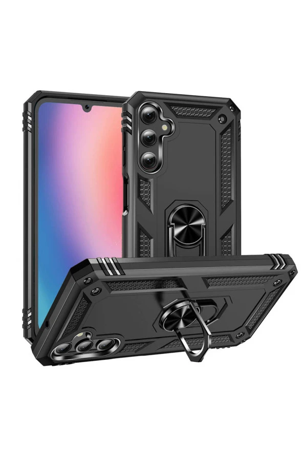 Samsung Galaxy A05S ile uyumlu Kılıf Z-Vega Shockproof Standlı Yüzük Tutuculu Mega Case Kapak