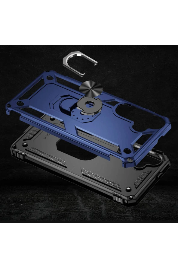 Samsung Galaxy S24 ile uyumlu Kılıf Z-Vega Shockproof Standlı Yüzük Tutuculu Mega Case Kapak - 3