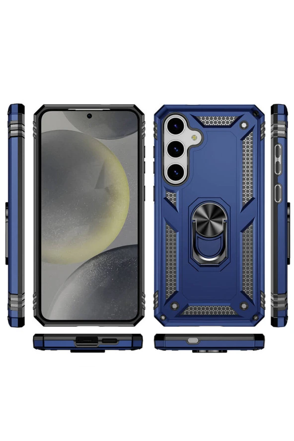 Samsung Galaxy S24 ile uyumlu Kılıf Z-Vega Shockproof Standlı Yüzük Tutuculu Mega Case Kapak - 2