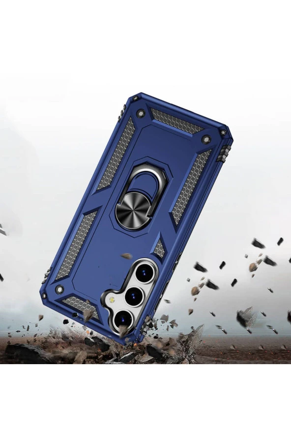 Samsung Galaxy S24 ile uyumlu Kılıf Z-Vega Shockproof Standlı Yüzük Tutuculu Mega Case Kapak - 3