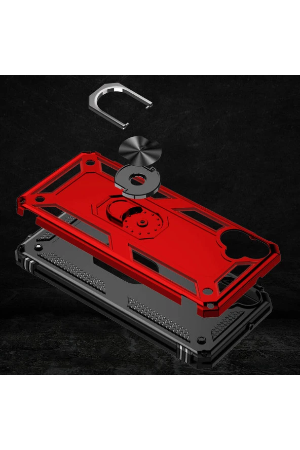 Samsung Galaxy A05 ile uyumlu Kılıf Z-Vega Shockproof Standlı Yüzük Tutuculu Mega Case Kapak - Resim 4
