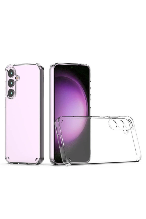 Galaxy S23 FE İle Uyumlu Kılıf Transparan Z-Coss Glass Elegance Tam Koruma Arka Kapak Şeffaf Renk - Resim 4