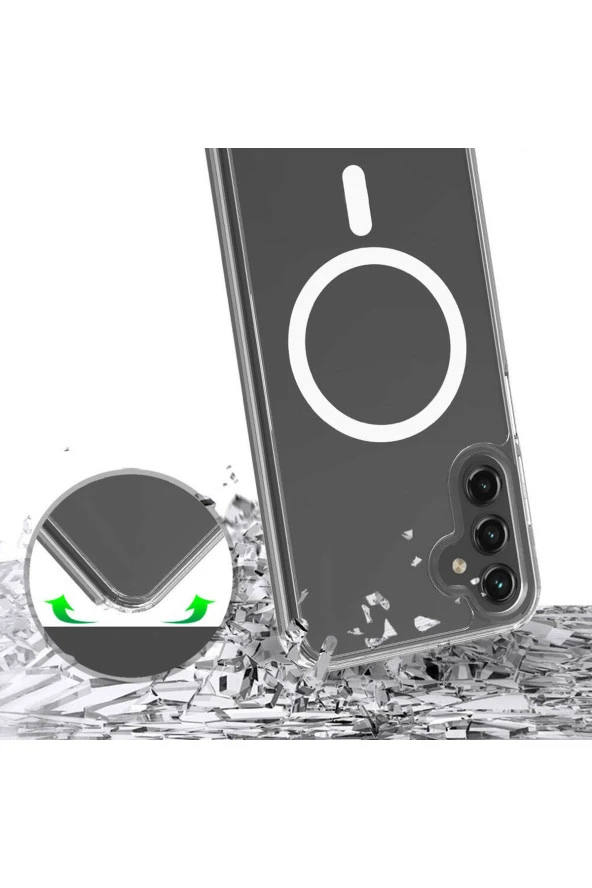 Samsung Galaxy S24 Ile Uyumlu Kılıf Wireless Şarj Özellikli Magsafe Ile Uyumlu Şeffaf Kılıf - Resim 4