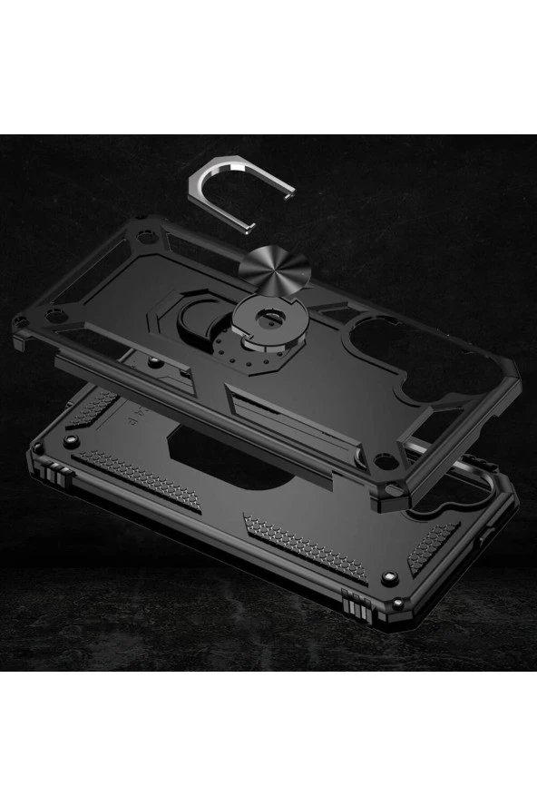 Samsung Galaxy S24 ile uyumlu Kılıf Z-Vega Shockproof Standlı Yüzük Tutuculu Mega Case Kapak - Resim 3