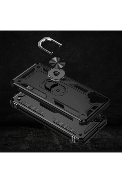 Samsung Galaxy A05 ile uyumlu Kılıf Z-Vega Shockproof Standlı Yüzük Tutuculu Mega Case Kapak - Resim 6