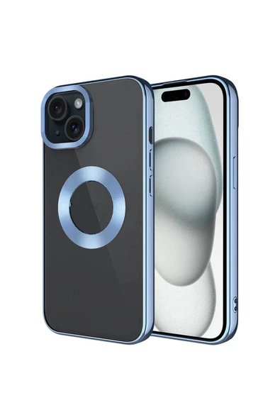 iPhone 15 Plus ile uyumlu Kılıf Kamera Korumalı Logo Gösteren Parlak Colored Z-Omega Kapak ürün görseli