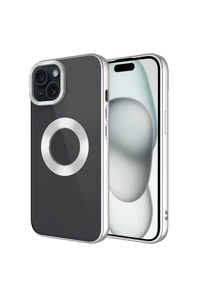iPhone 15 ile uyumlu Kılıf Kamera Korumalı Logo Gösteren Parlak Colored Z-Omega Kapak ürün görseli