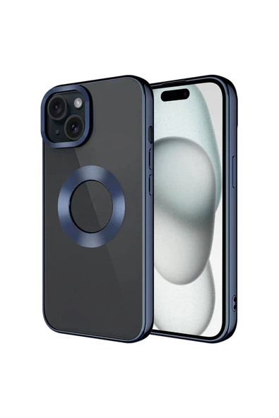 iPhone 15 ile uyumlu Kılıf Kamera Korumalı Logo Gösteren Parlak Colored Z-Omega Kapak ürün görseli