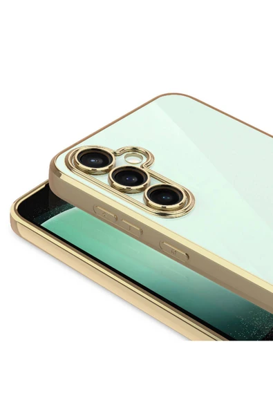 Galaxy S23 FE İle Uyumlu Kılıf Lens Camını Koruyan Logo Gösteren Lazer Parlak Kenar Z-Omega Kapak - Resim 2