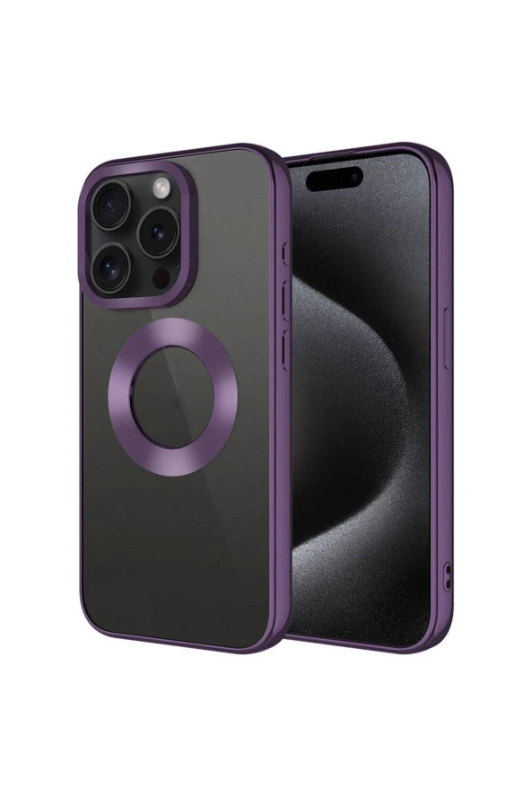 iPhone 15 Pro ile uyumlu Kılıf Kamera Korumalı Logo Gösteren Parlak Colored Z-Omega Kapak ürün görseli