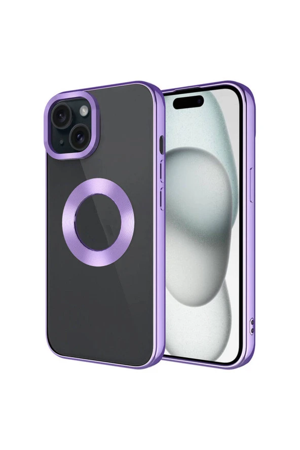 iPhone 15 ile uyumlu Kılıf Kamera Korumalı Logo Gösteren Parlak Colored Z-Omega Kapak ürün görseli