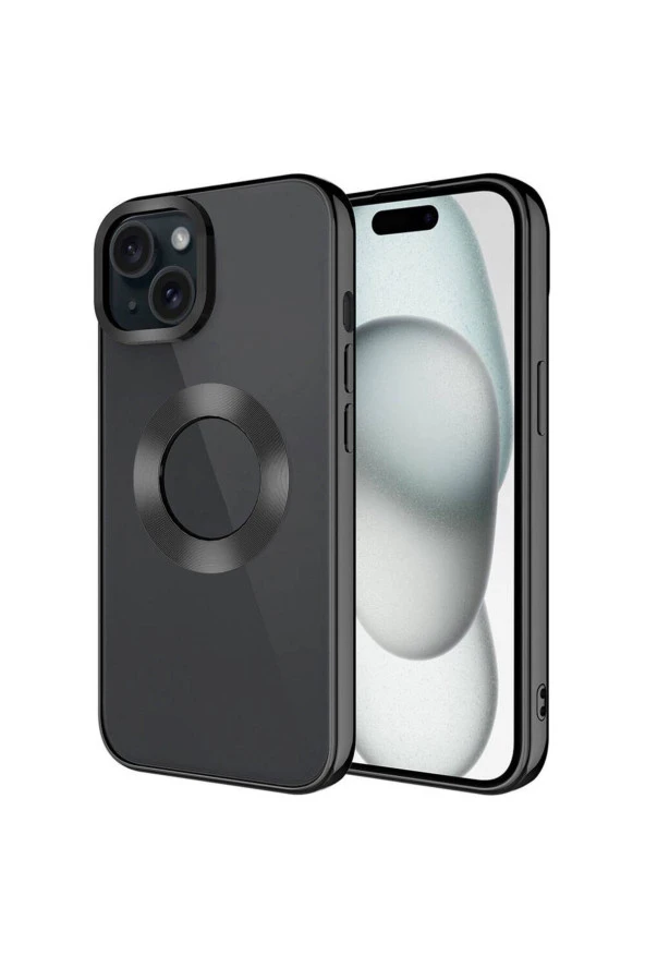 iPhone 15 Plus ile uyumlu Kılıf Kamera Korumalı Logo Gösteren Parlak Colored Z-Omega Kapak ürün görseli