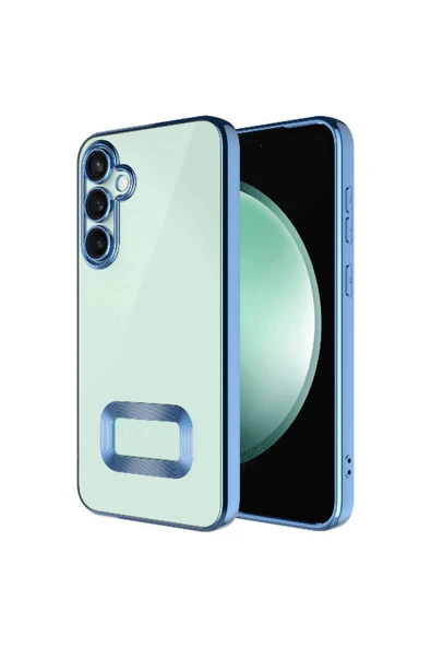 Galaxy S23 FE İle Uyumlu Kılıf Lens Camını Koruyan Logo Gösteren Lazer Parlak Kenar Z-Omega Kapak