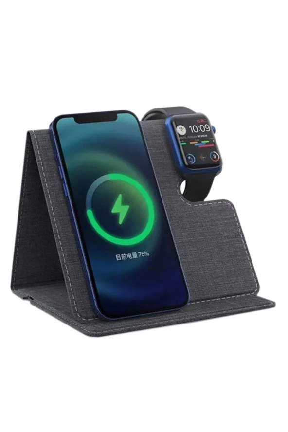 iPhone Uyumlu Watch Uyumlu 3+1 Kablosuz Saat Kulaklık Hızlı Şarj Cihazı Stand Ev Ofis Tip WC36