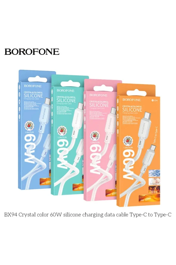 Şarj Kablo 60W Type-C to Type-C Hızlı Şarj ve Data Kablosu Uzunluk 1 Metre USB-C to USB-C BX94 - Resim 2