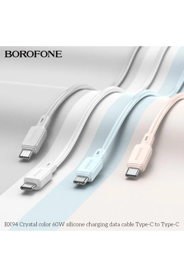 Şarj Kablo 60W Type-C to Type-C Hızlı Şarj ve Data Kablosu Uzunluk 1 Metre USB-C to USB-C BX94 - Resim 4