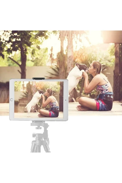 Tablet Tutucu 2in1 Telefon Tutucu Başlık Standart Vidalı Tüm Tripodlara Uyumlu Yatay Dikey Kullanım - Resim 5