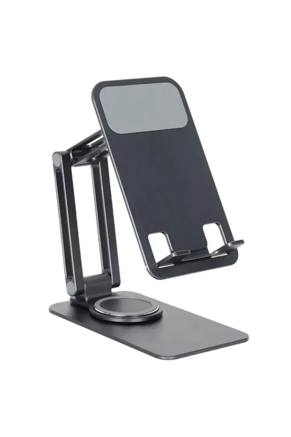 Tok Alüminyum Stand Çok İşlevli Döner Telefon Standı Masaüstü Stand Katlanabilir Titanyum Renk ZR644
