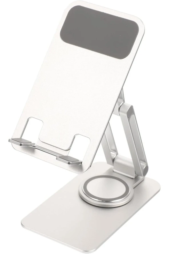 Tok Alüminyum Stand Çok İşlevli Döner Telefon Standı Masaüstü Stand Katlanabilir Gümüş Renk ZR644