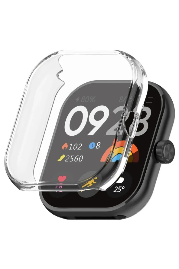 Xiaomi Redmi Watch 4 ile uyumlu Silikon 360 Tam Kapatan Çerceve PC Kasa Koruma Silikon Çerçeve