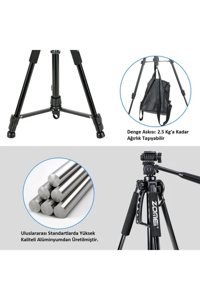 Profesyonel Bluetooth Uzaktan Kumandalı Taşınabilir Zomei Zm-1200 Tripod - 4