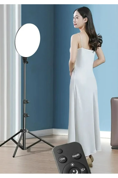 Beyaz Led Aydınlatma Kumandalı Yayıncı Youtuber Twich Işığı Ürün Fotoğraflama Tripodlu 25cm 10 Inç - 4