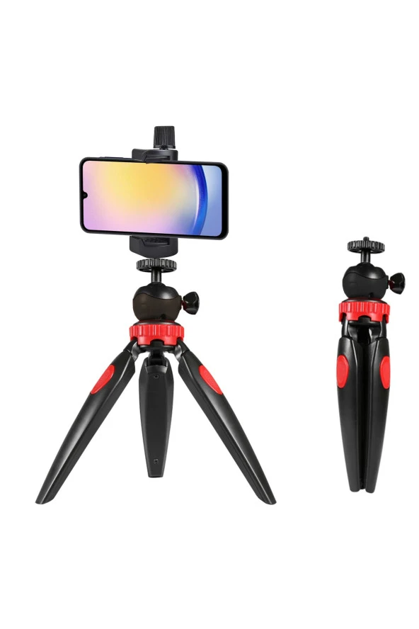 Tripod Modern Tarasım 3 Ayak Mini Kamera ve Telefon Tripodu + Döner Başlık Telefon Tutucu FSD004A