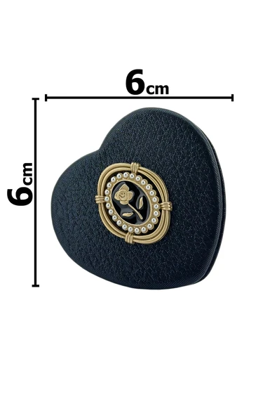 Katlanır Makyaj Aynası Taşınabilir Mini Boy Çiçek Figürlü Çanta Aynası Lacivert Renk 6cm x 6cm - 4