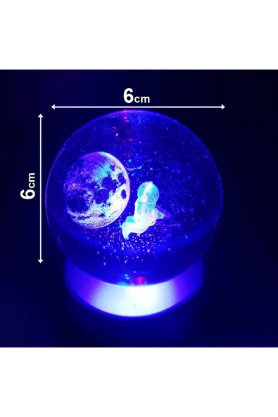 Cam Küre Işıklı Masaüstü Aydınlatma Oda Ve Salon Gece Lambası Dekoratif 6cm X 6cm Uzayın Büyüsü - 3
